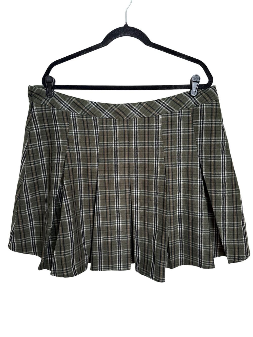 Disturbia Plaid Pleated Mini Skirt Olive Green Goth Punk Womens US 14